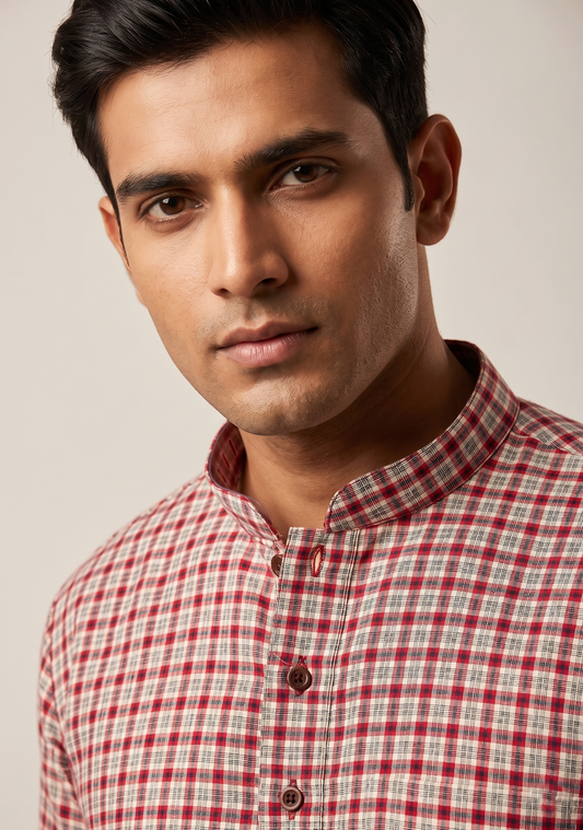Men's Check Printed Kurta
