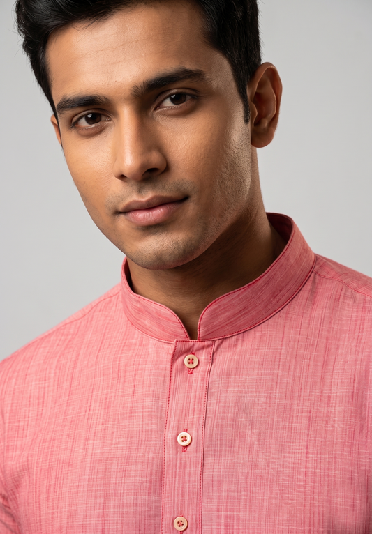 Pink Solid Minimalist Kurta