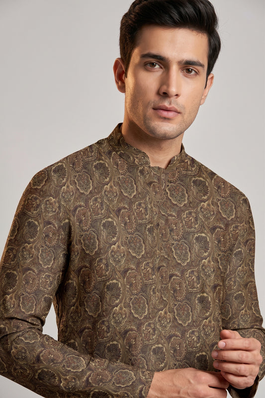 Light Chiku Vintage Paisley Kurta