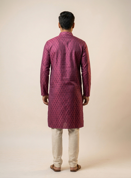 Men's Maroon Kurta Set