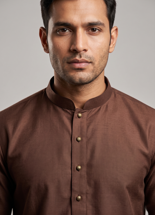 Brown Look Minimalist Festive Kurta