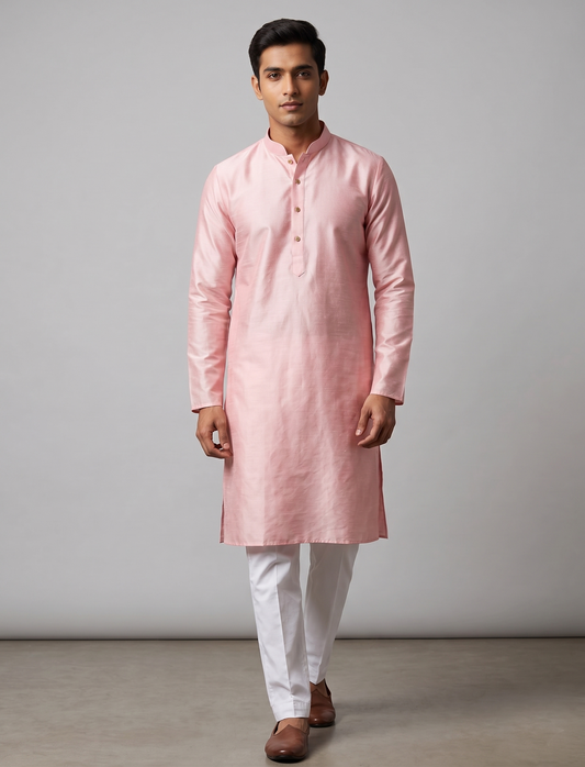 Blush Light Pink Look Minimalist Festive Kurta