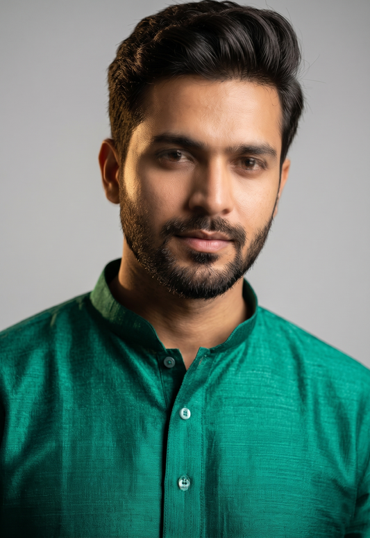 Dark Firozi Look Minimalist Festive Kurta
