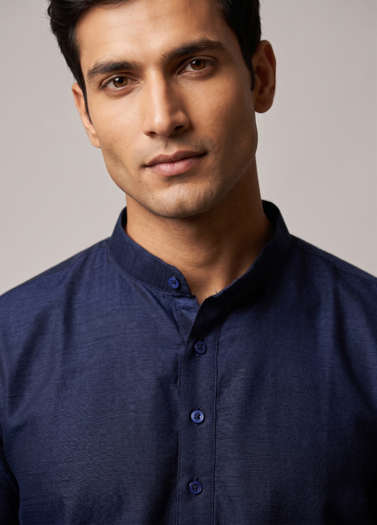 Navy Blue Look Minimalist Festive Kurta
