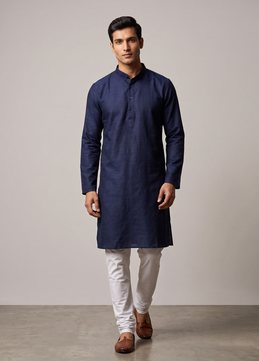 Navy Blue Look Minimalist Festive Kurta