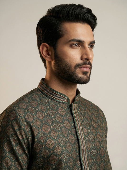 Ajrakh Geometric Print Kurta Set