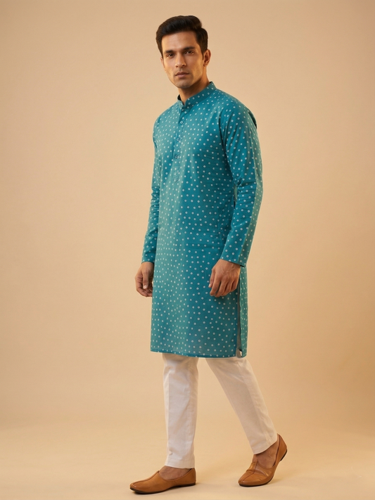 Blue Bandhani Print Traditional Kurta Set