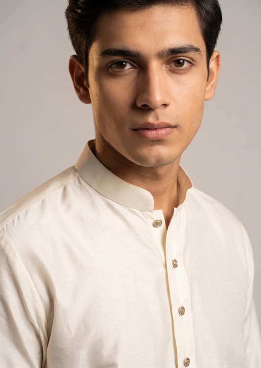 Ivory Cream Silk-Blend Kurta