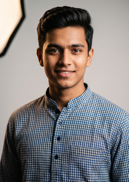 Indigo Micro-Check Casual Kurta