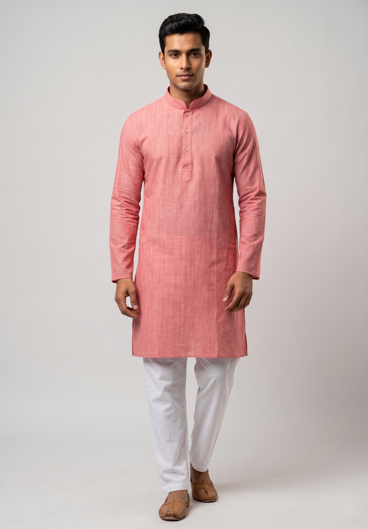 Pink Solid Minimalist Kurta