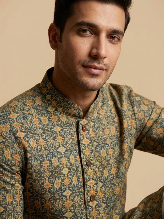 Meadow Moss Intricate Mosaic Print Kurta set