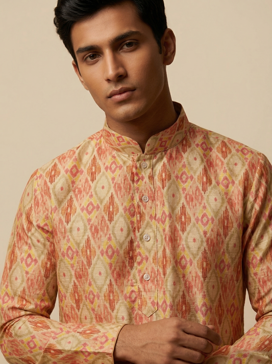 Multicolor Heritage Patola Ikat-Print Kurta Set