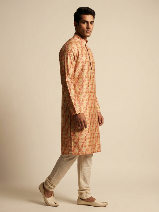 Multicolor Heritage Patola Ikat-Print Kurta Set