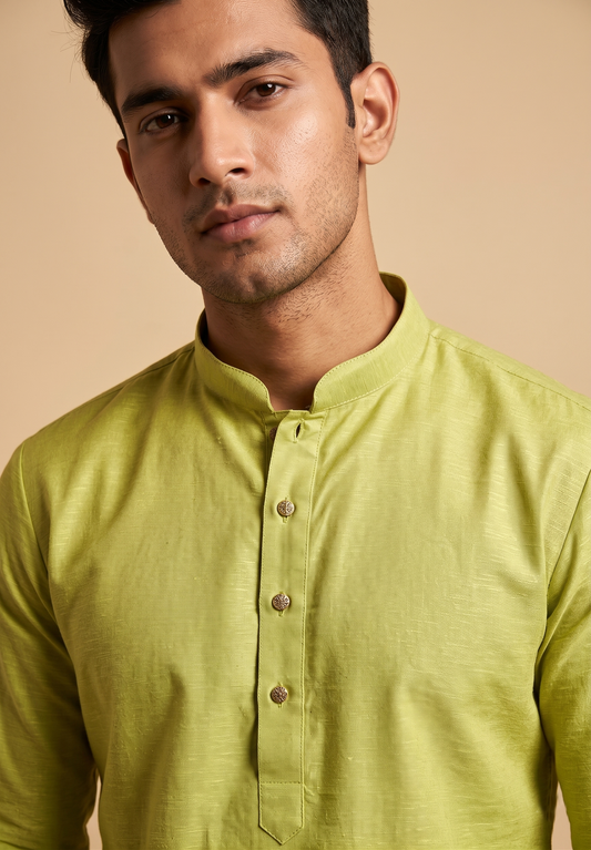 Lime Green Silk-Blend Kurta