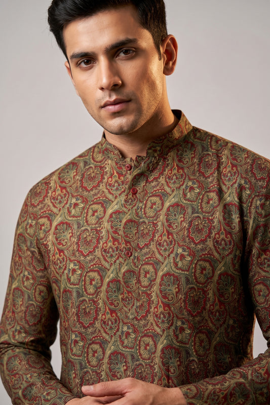 Antique Maroon Paisley Kurta