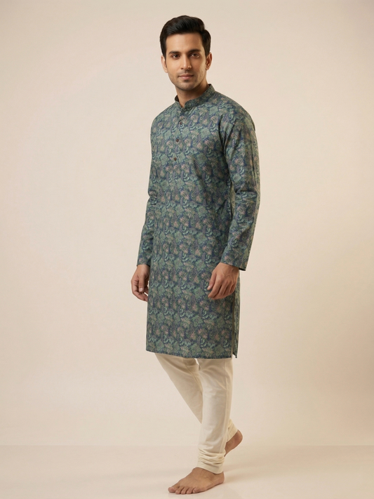 Men's Floral Printed Kurta Set