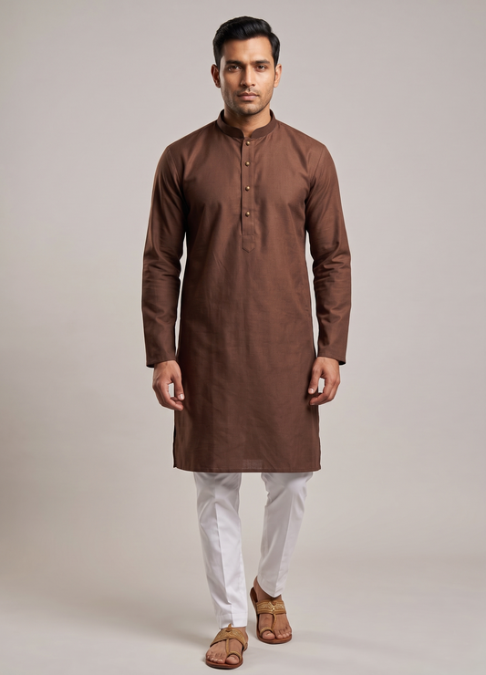 Brown Look Minimalist Festive Kurta