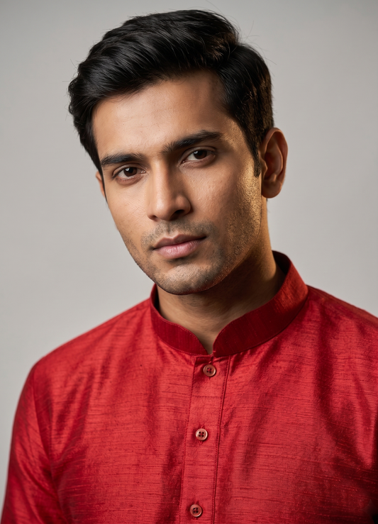 Crimson Red Look Minimalist Festive Kurta