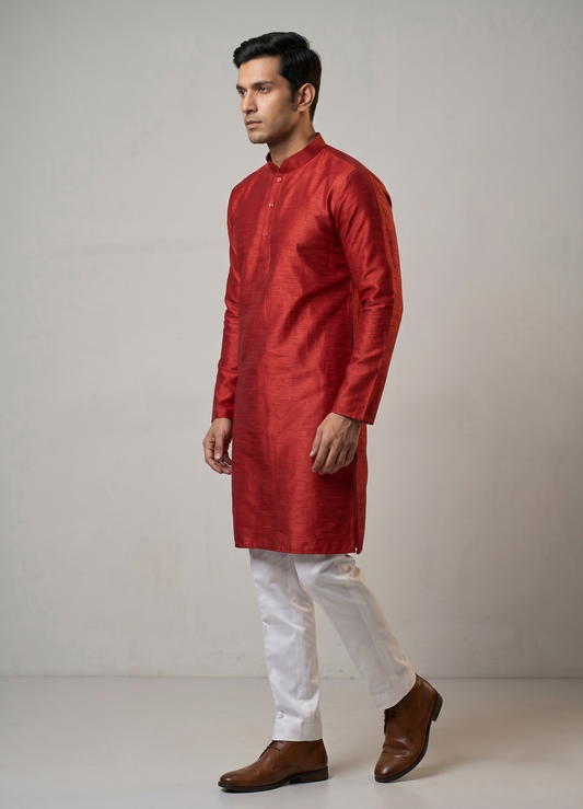 Crimson Red Look Minimalist Festive Kurta