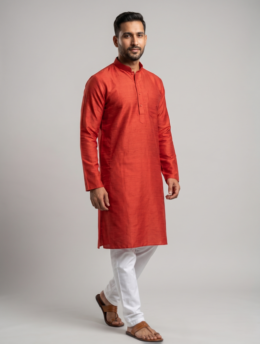 Red Look Minimalist Festive Kurta