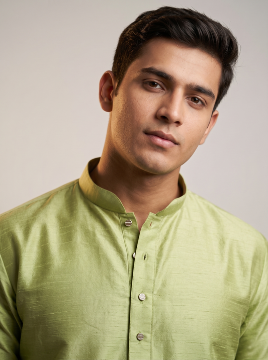 Pista green Silk Blend Kurta